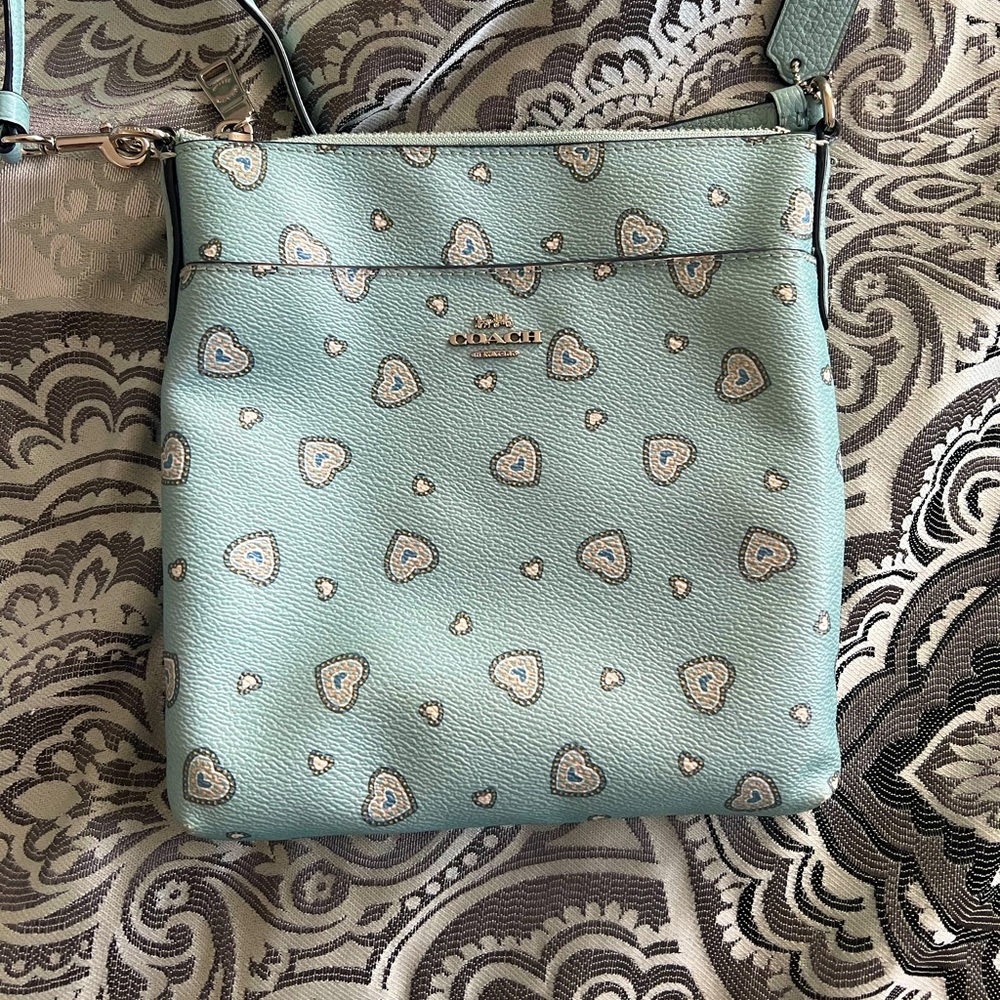 Blue COACH purse with hearts!